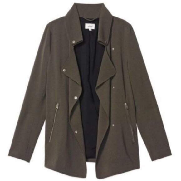 Aritzia Wilfred Mayet‎ Jacket Drape Olive Green Size XXS Moto Oversized Japan - Picture 9 of 11
